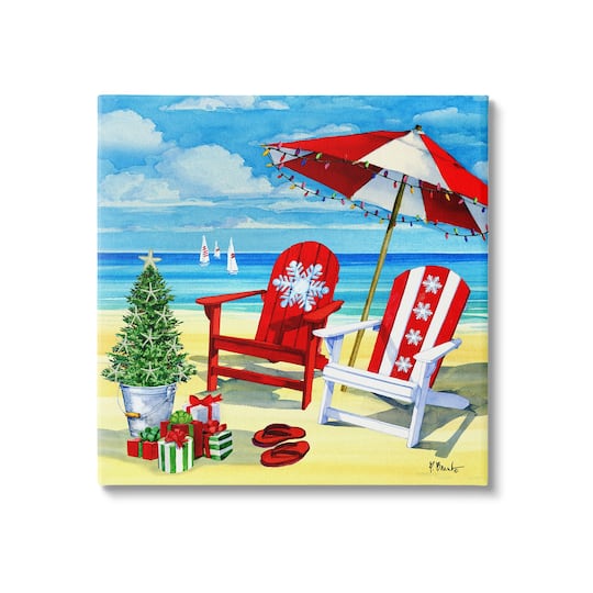 Stupell Industries Christmas Coastal Scene Canvas Wall Art